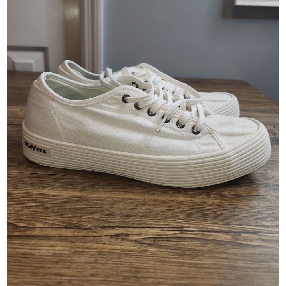 SeaVees Monterey Platform Sneakers, White Canvas; Women's Size 10 - Picture 7 of 16